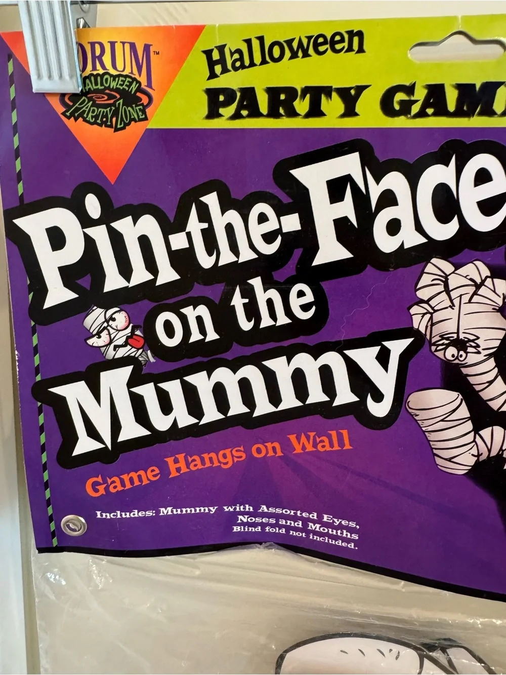 Pin-the-Face on the Mummy Halloween Party Game - Purple & White